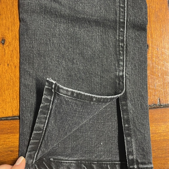 Zara straight leg split seam full length black wash denim jeans - Picture 3 of 7